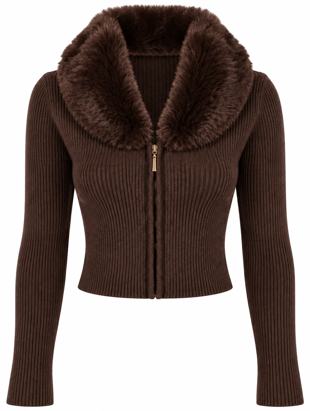 Maglia a costine con pelliccia