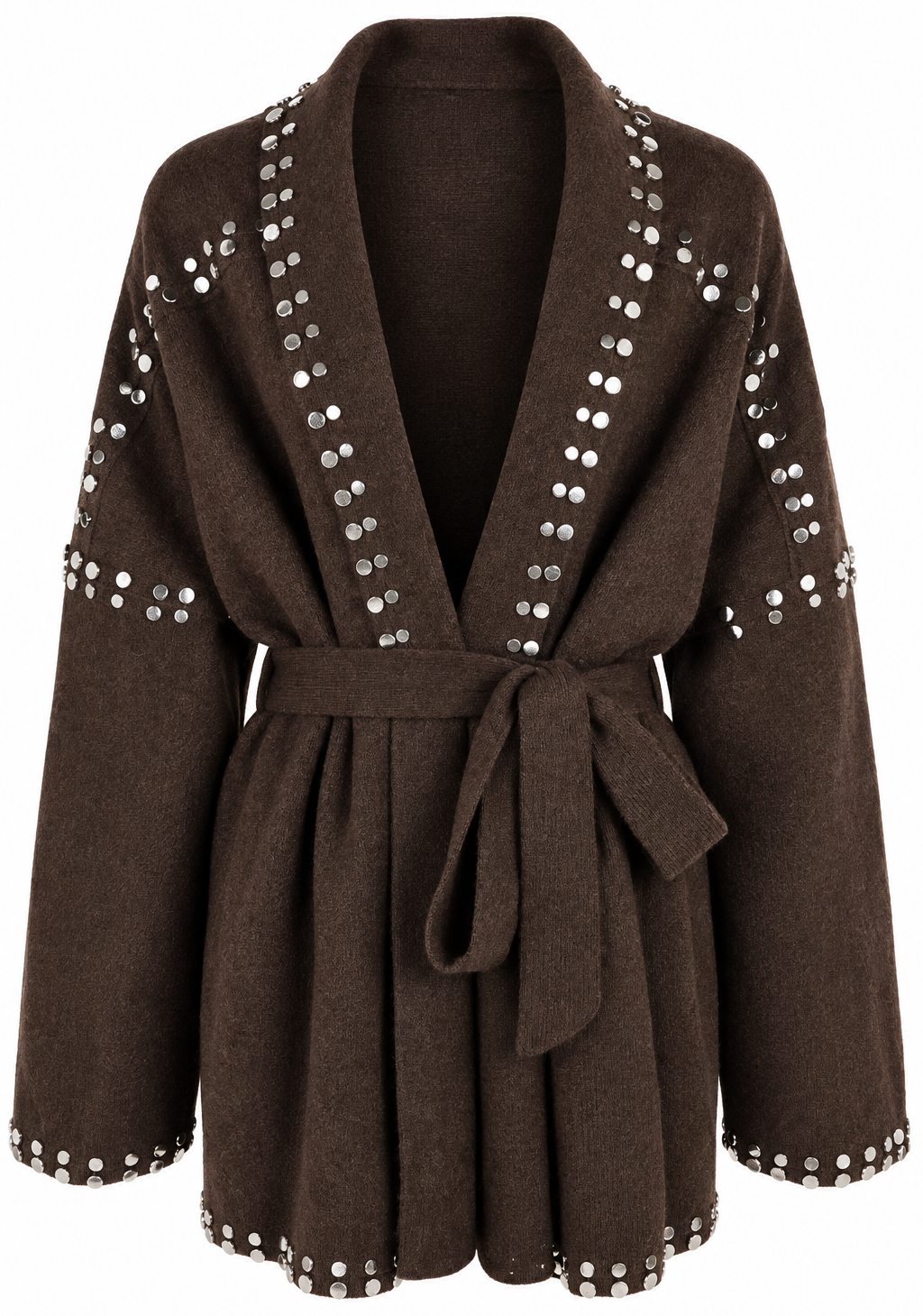 Cardigan marrone marrone con borchie