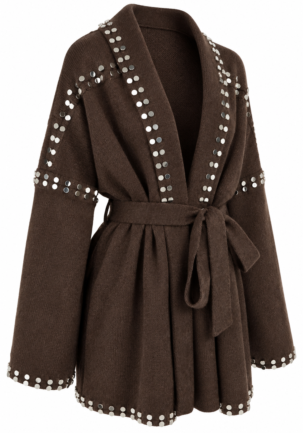 Cardigan marrone marrone con borchie