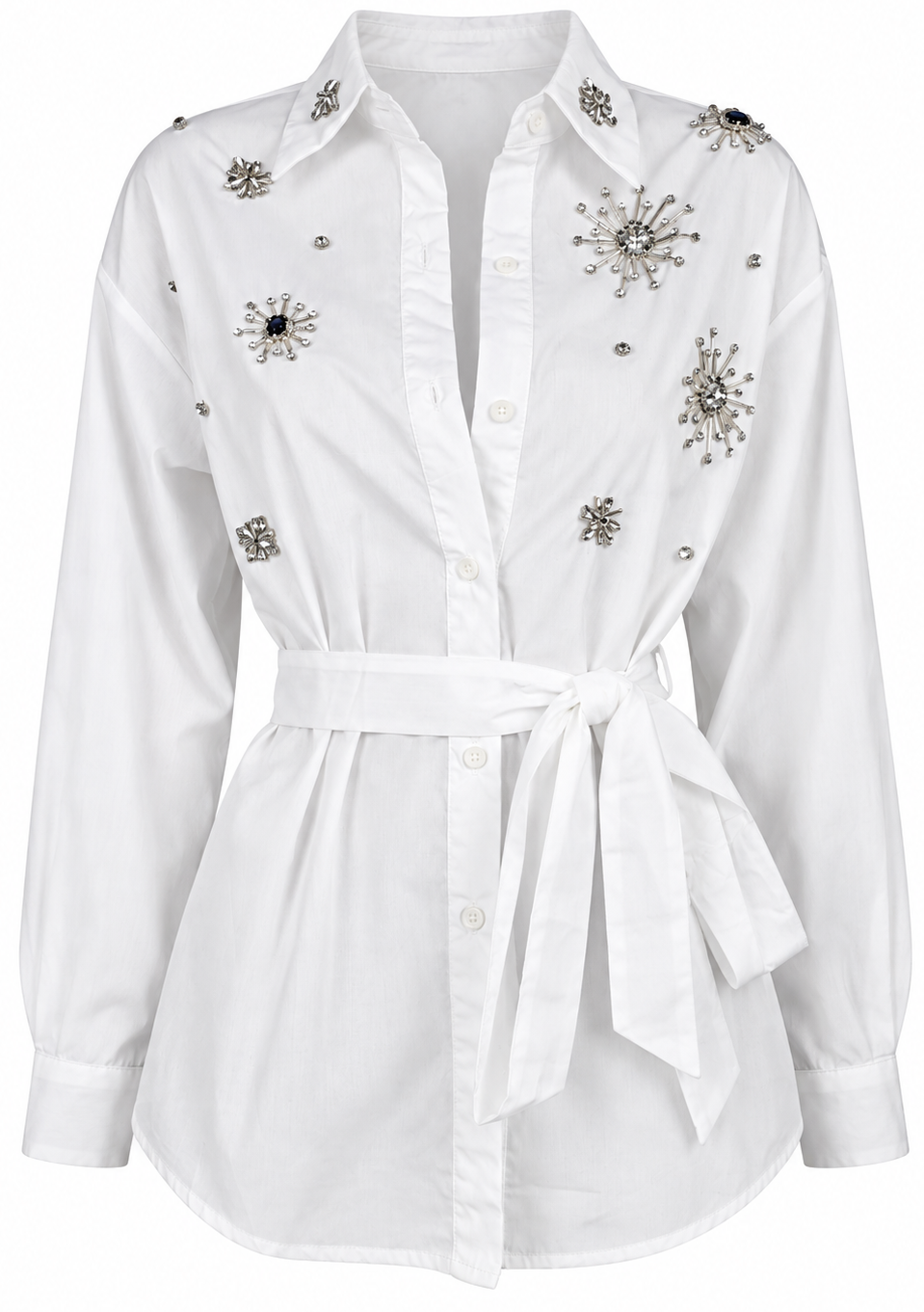 Camicia bianca decorata con cintura