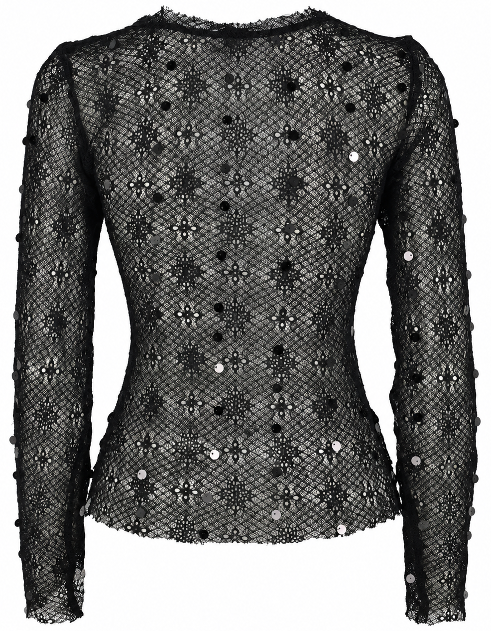Maglia in pizzo trasparente con paillettes