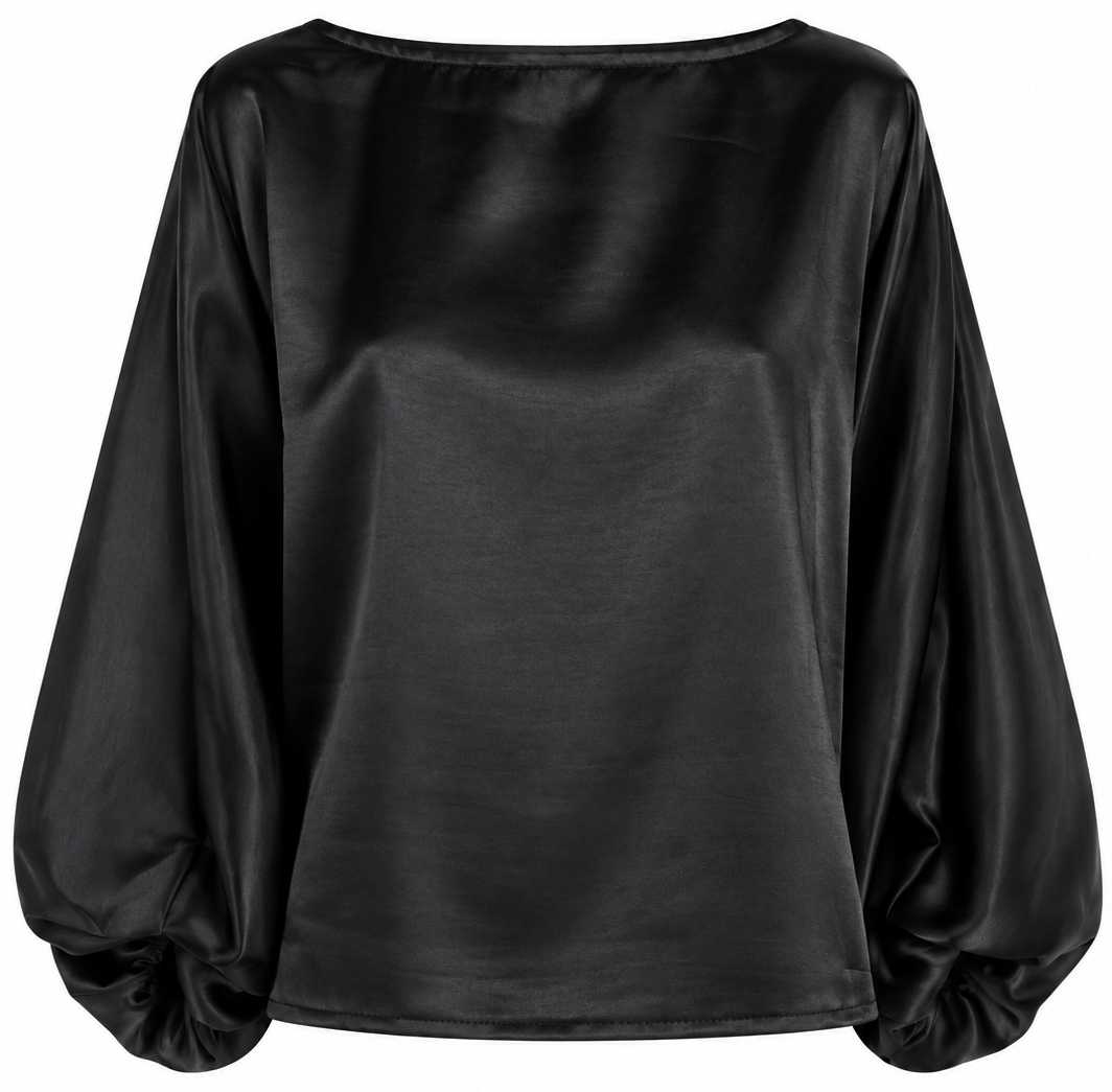 Camicia in raso con maniche a palloncino