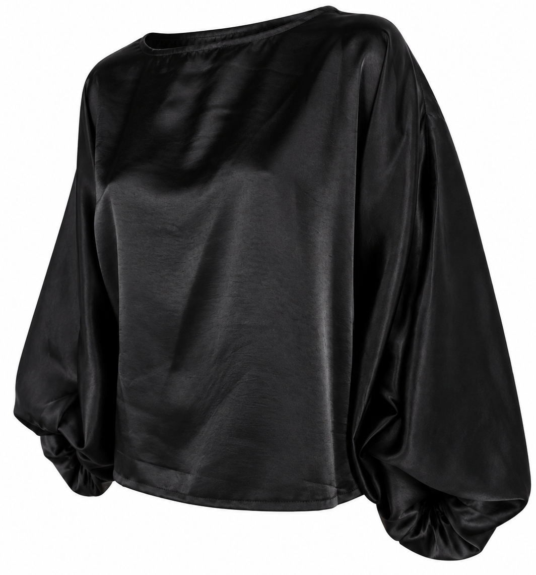 Camicia in raso con maniche a palloncino