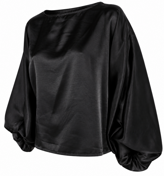 Camicia in raso con maniche a palloncino