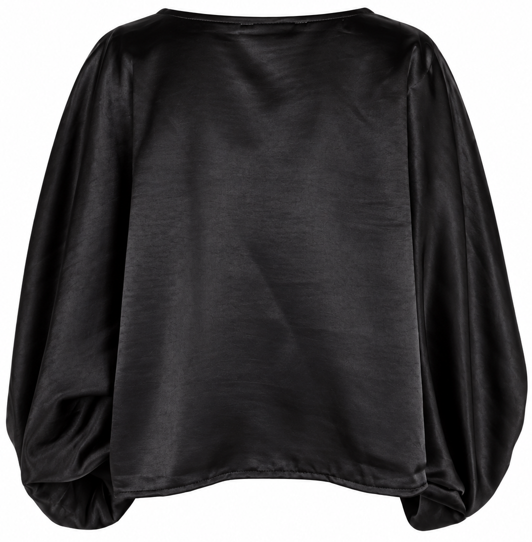 Camicia in raso con maniche a palloncino
