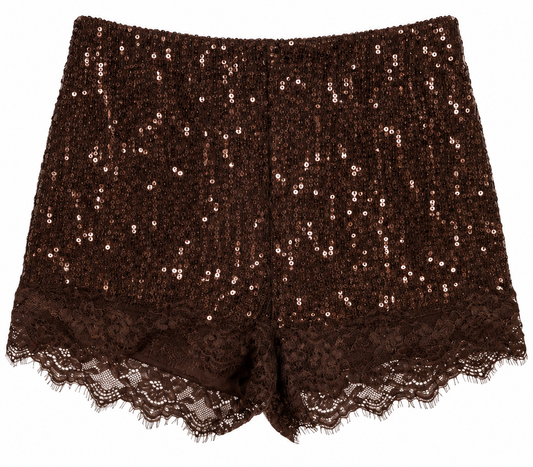 Pantaloncino con paillettes e pizzo