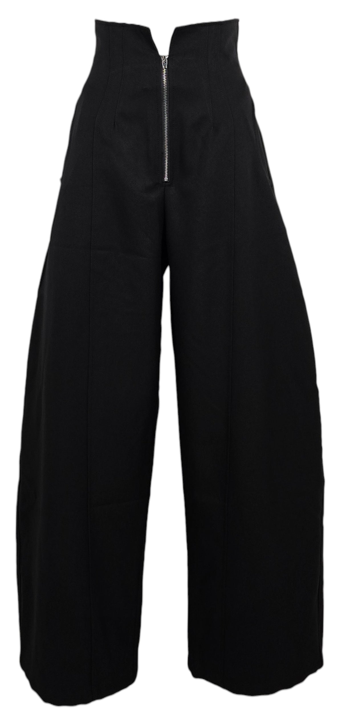 Pantalone palazzo a vita alta con zip frontale