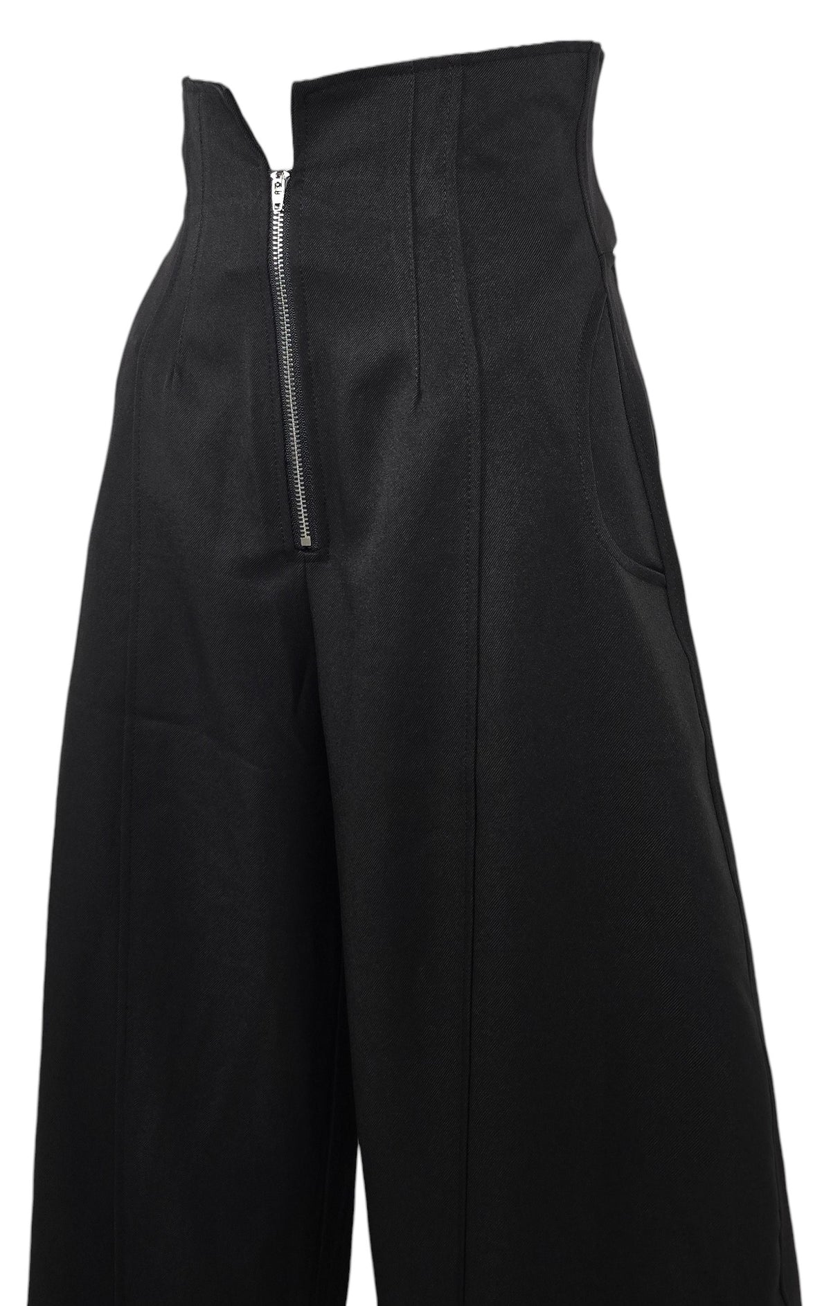 Pantalone palazzo a vita alta con zip frontale