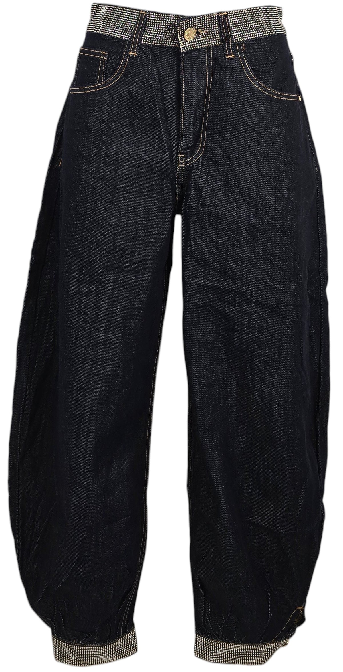 Jeans baloon con dettagli di strass
