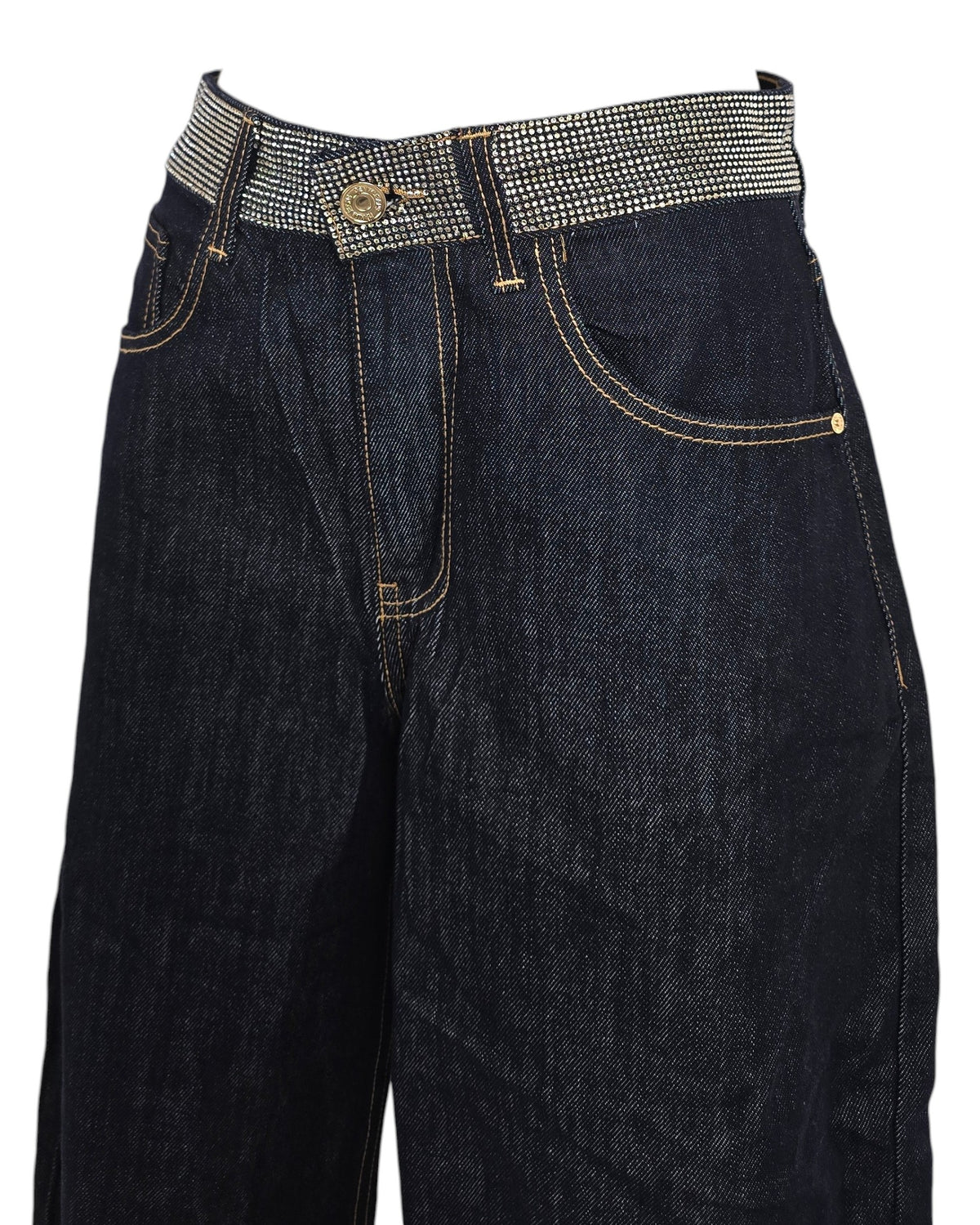 Jeans baloon con dettagli di strass