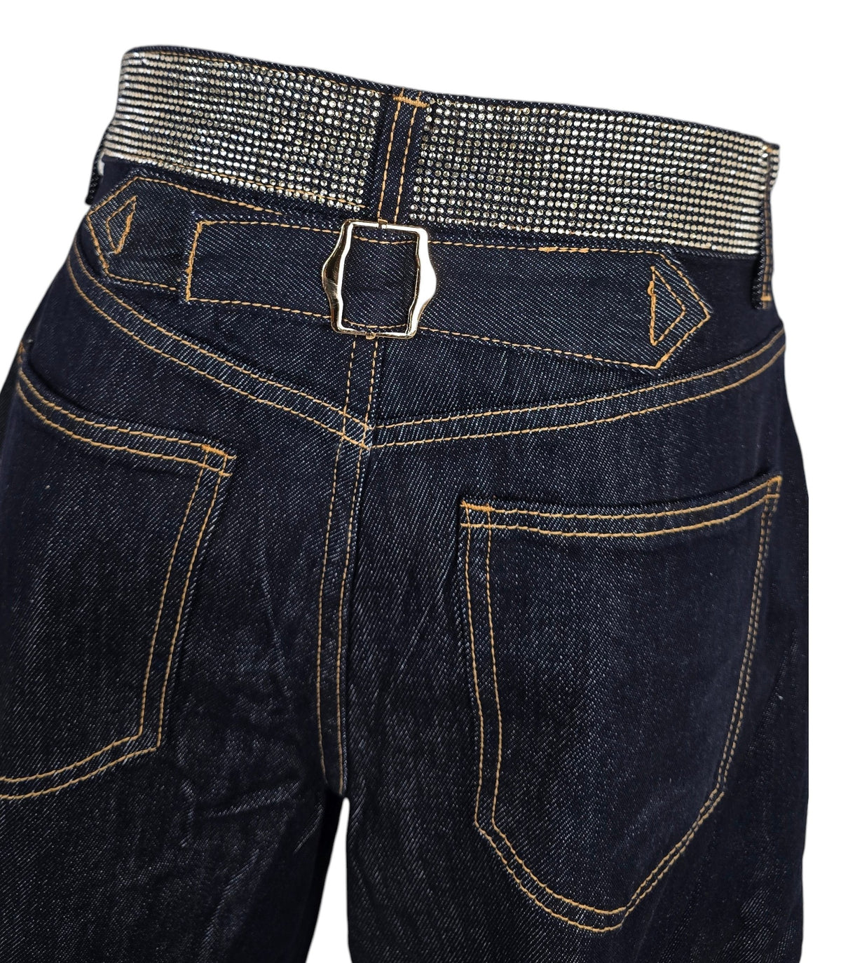 Jeans baloon con dettagli di strass