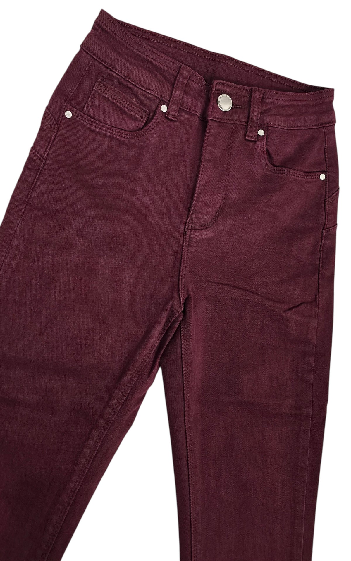Jeans a zampa bordeaux elasticizzato