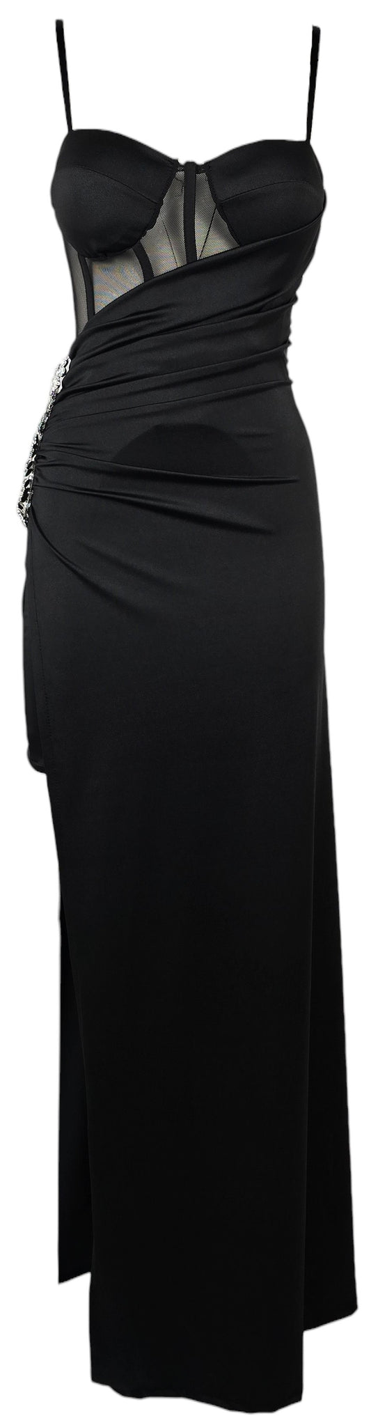 Abito lungo nero con corsetto