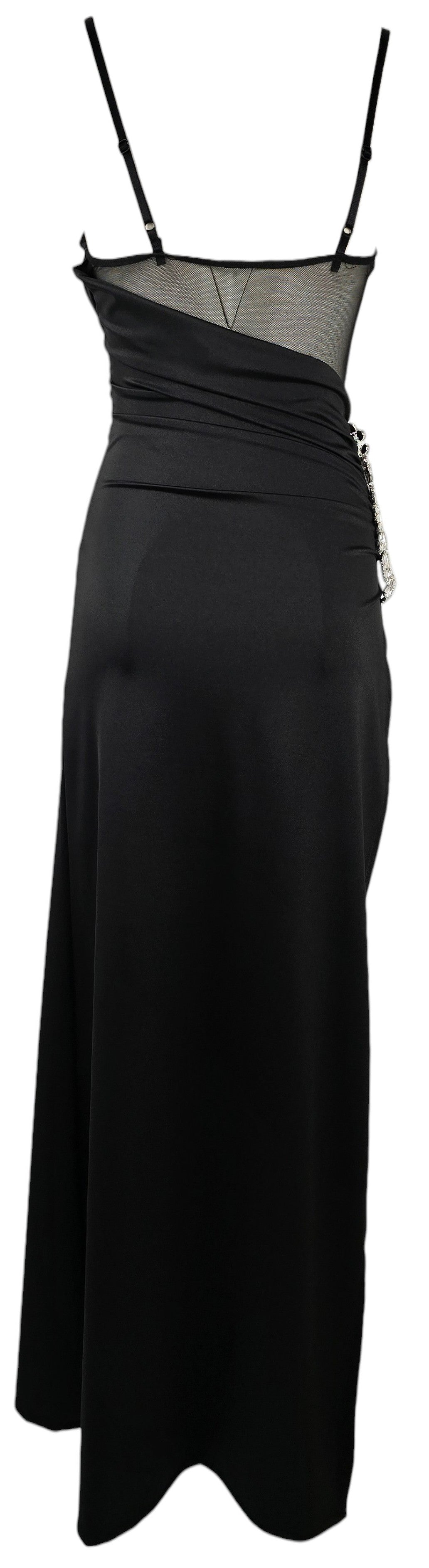 Abito lungo nero con corsetto