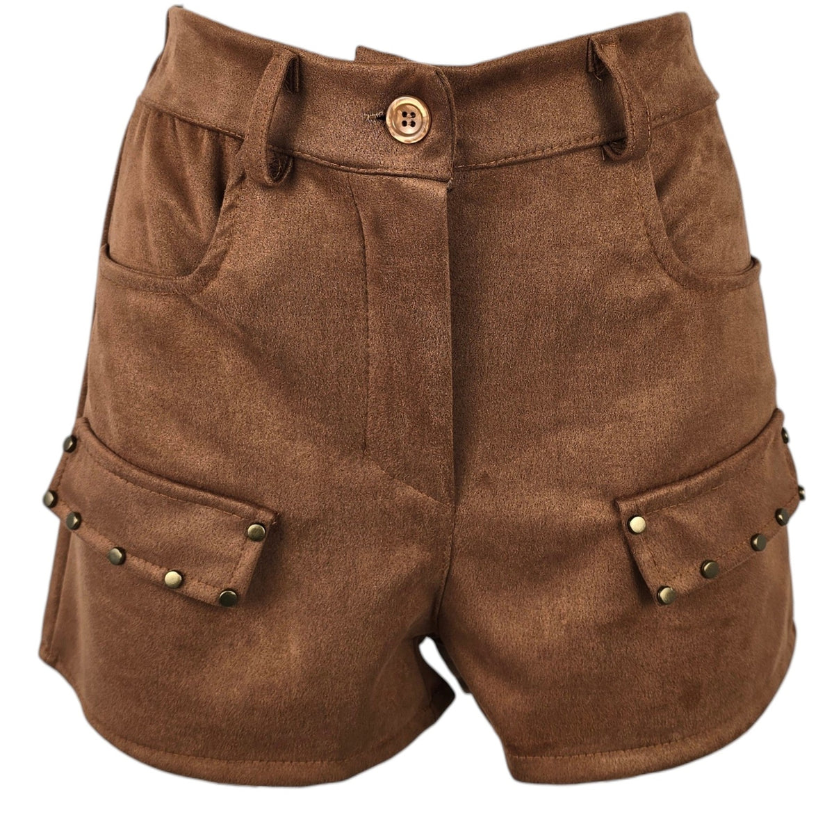 Pantaloncino in camoscio con tasche e borchie