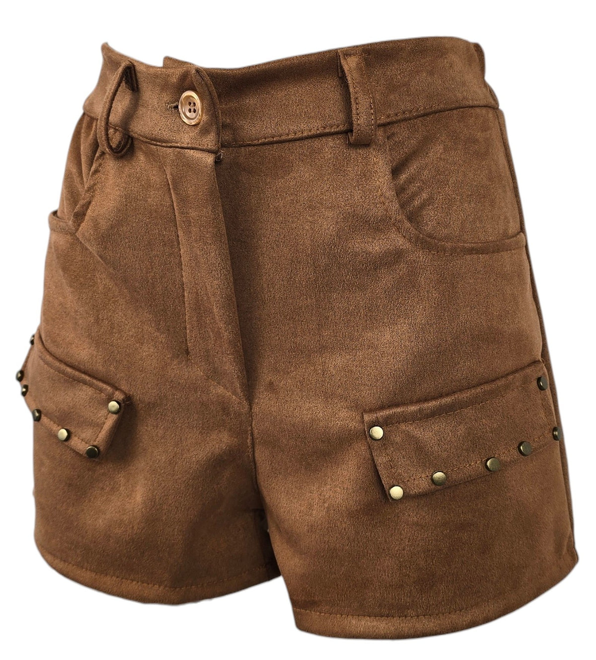 Pantaloncino in camoscio con tasche e borchie