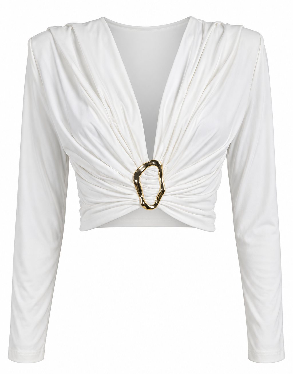Maglia con scollo a V e fibbia dorata