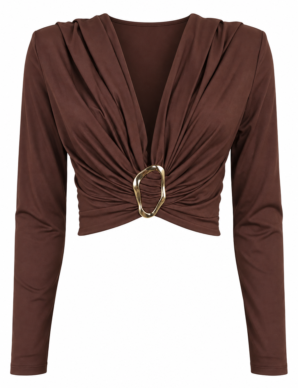 Maglia con scollo a V e fibbia dorata