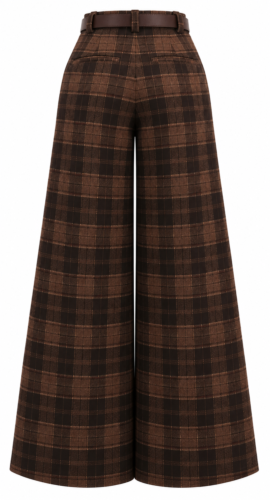 Pantaloni palazzo marrone a quadri