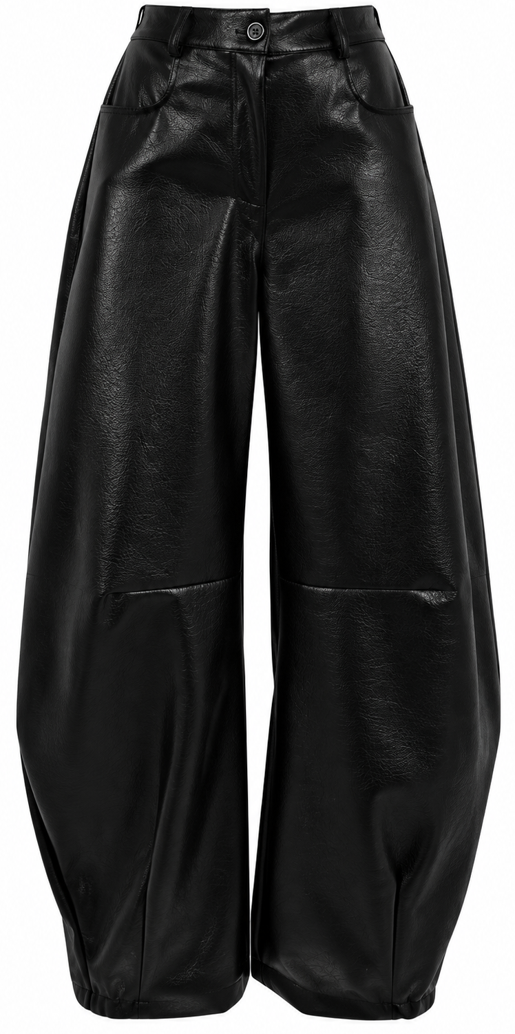 Pantalone in ecopelle balloon con vita regolare