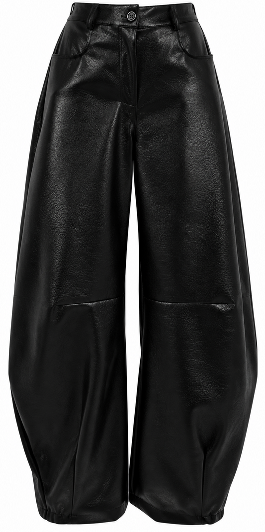 Pantalone in ecopelle balloon con vita regolare