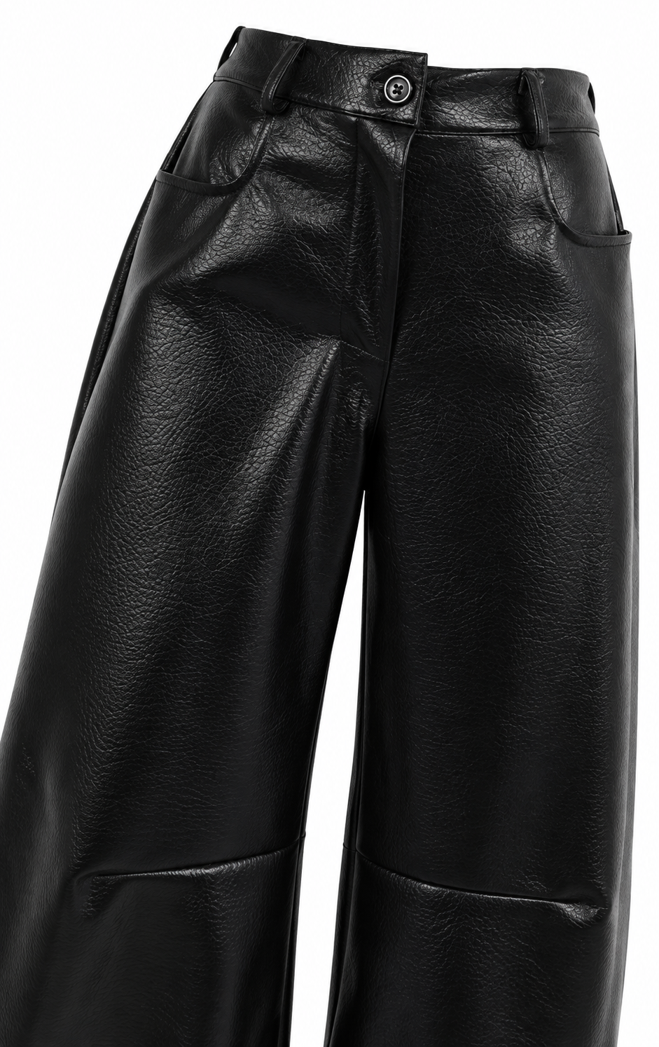 Pantalone in ecopelle balloon con vita regolare