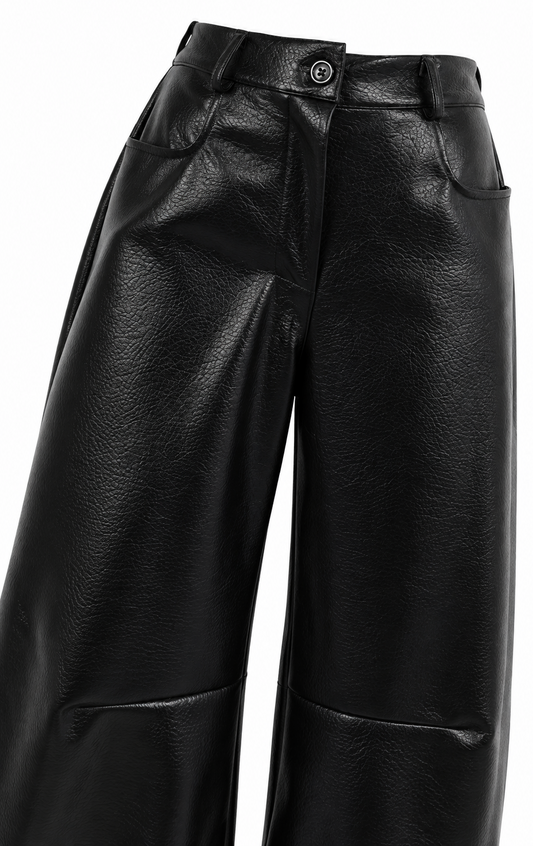 Pantalone in ecopelle balloon con vita regolare