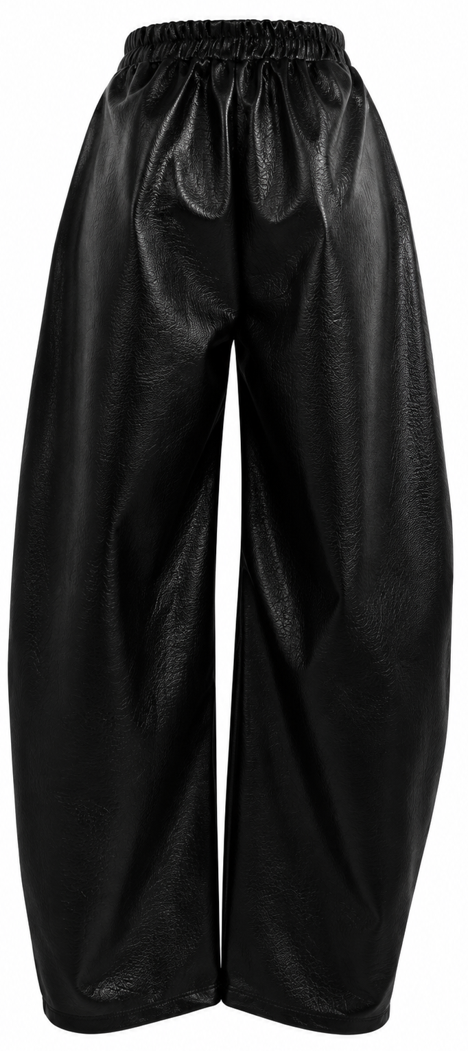Pantalone in ecopelle balloon con vita regolare