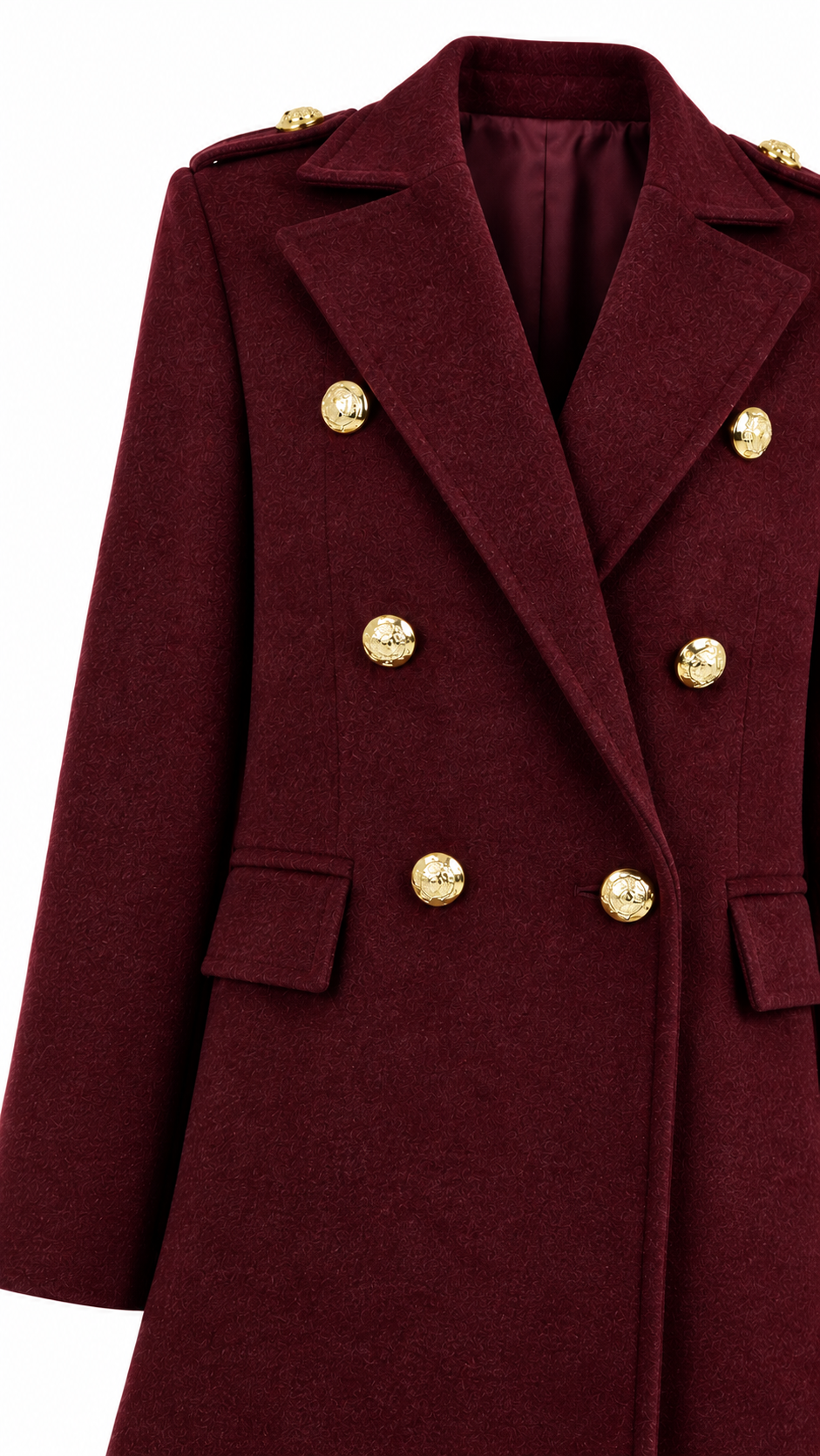 Cappotto lungo doppiopetto con bottoni dorati