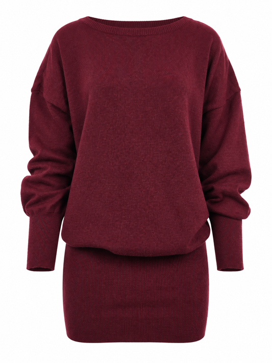 Abito bordeaux in maglia