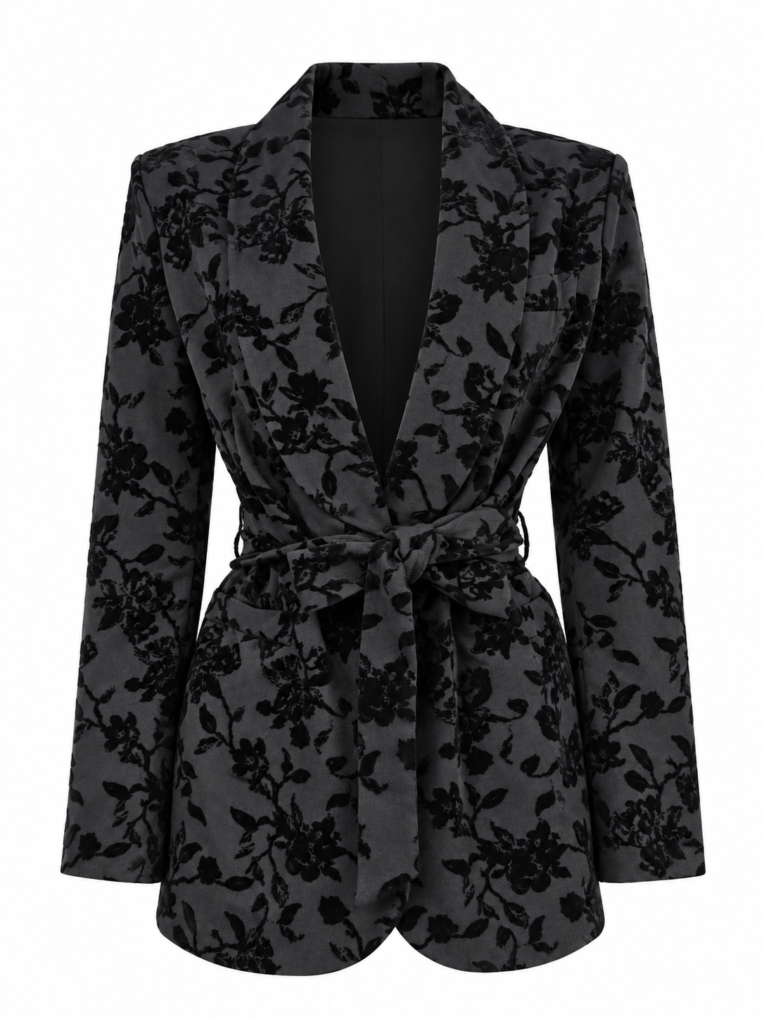 Blazer nero con motivo floreale