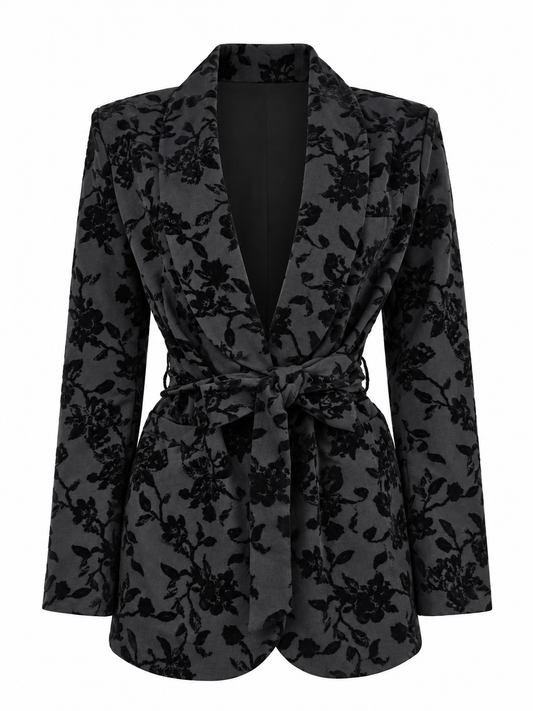 Blazer nero con motivo floreale