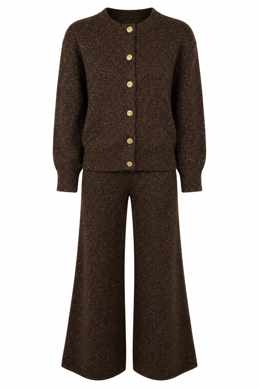 Completo marrone in maglia lurex