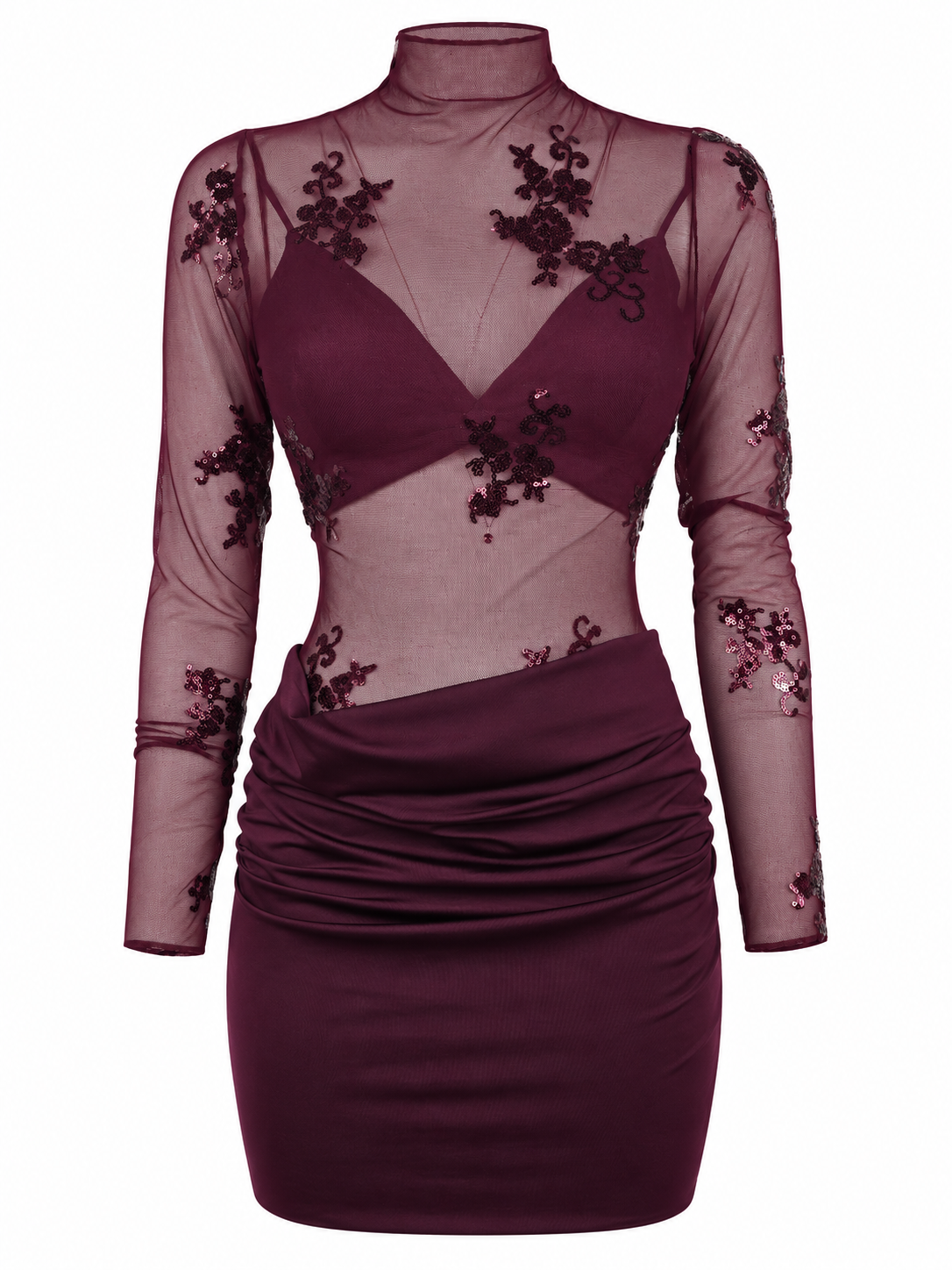 Abito bordeaux con schiena scoperta