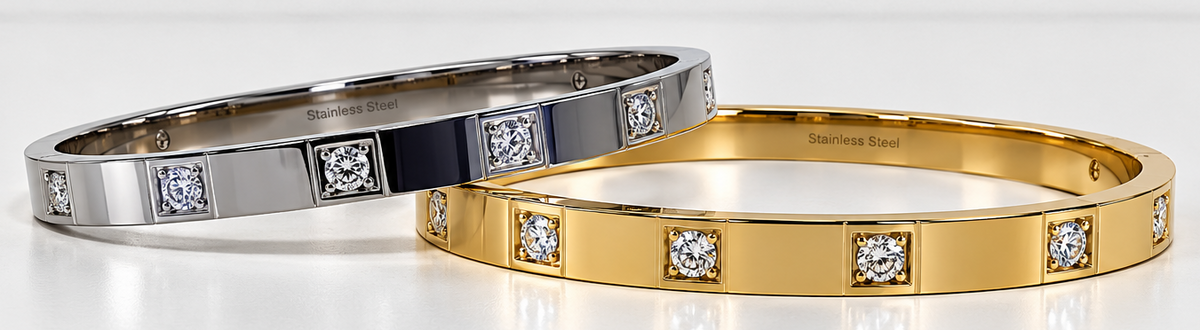 Bracciale rigido con cristalli incastonati