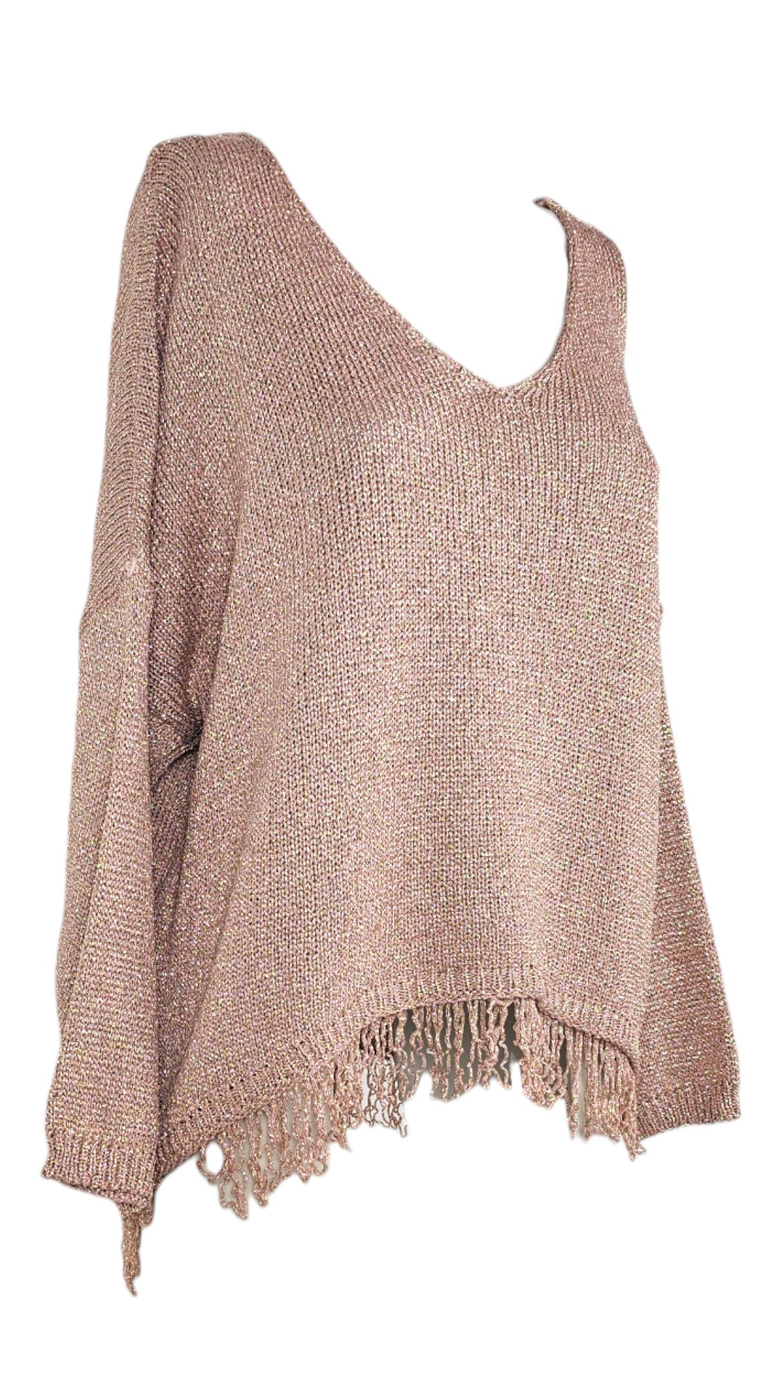 Maglia oversize glitterata con frange