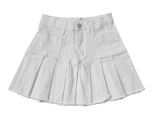 Minigonna Jeans bianca a pieghe