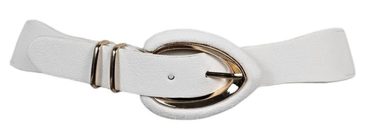 Cintura elastica/ecopelle con fibbia oro