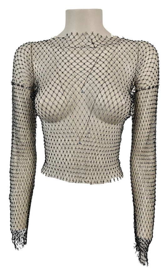 Maglia a rete con strass