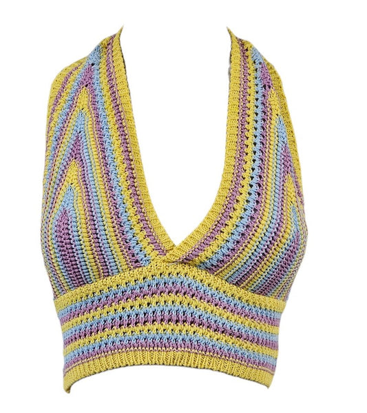 Top a uncinetto multicolor