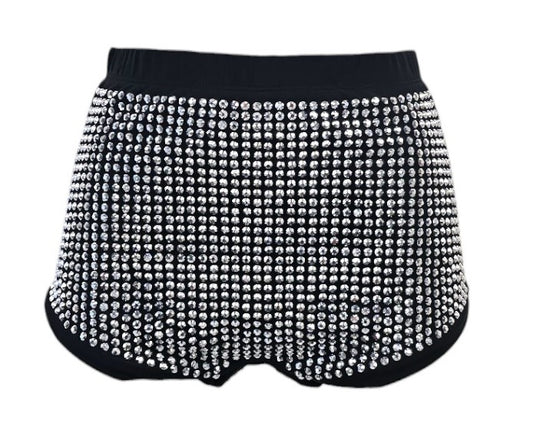 Shorts nero con strass argento