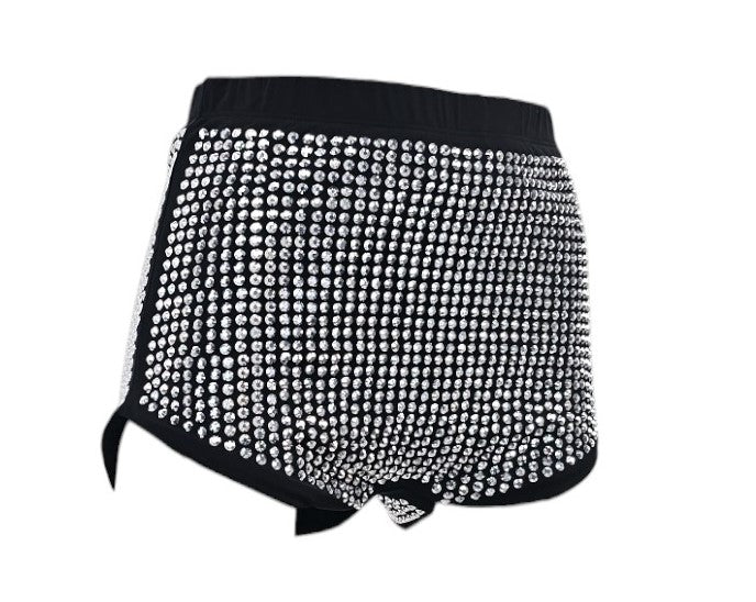 Shorts nero con strass argento