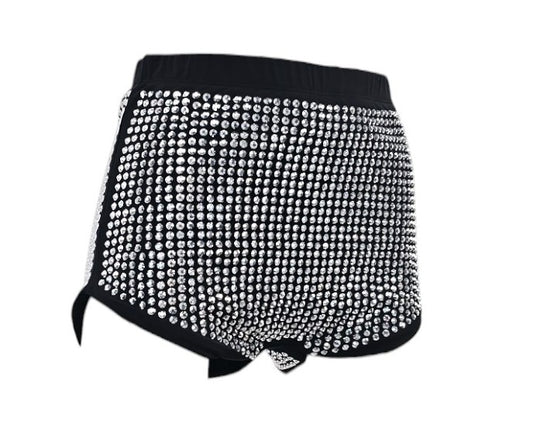 Shorts nero con strass argento