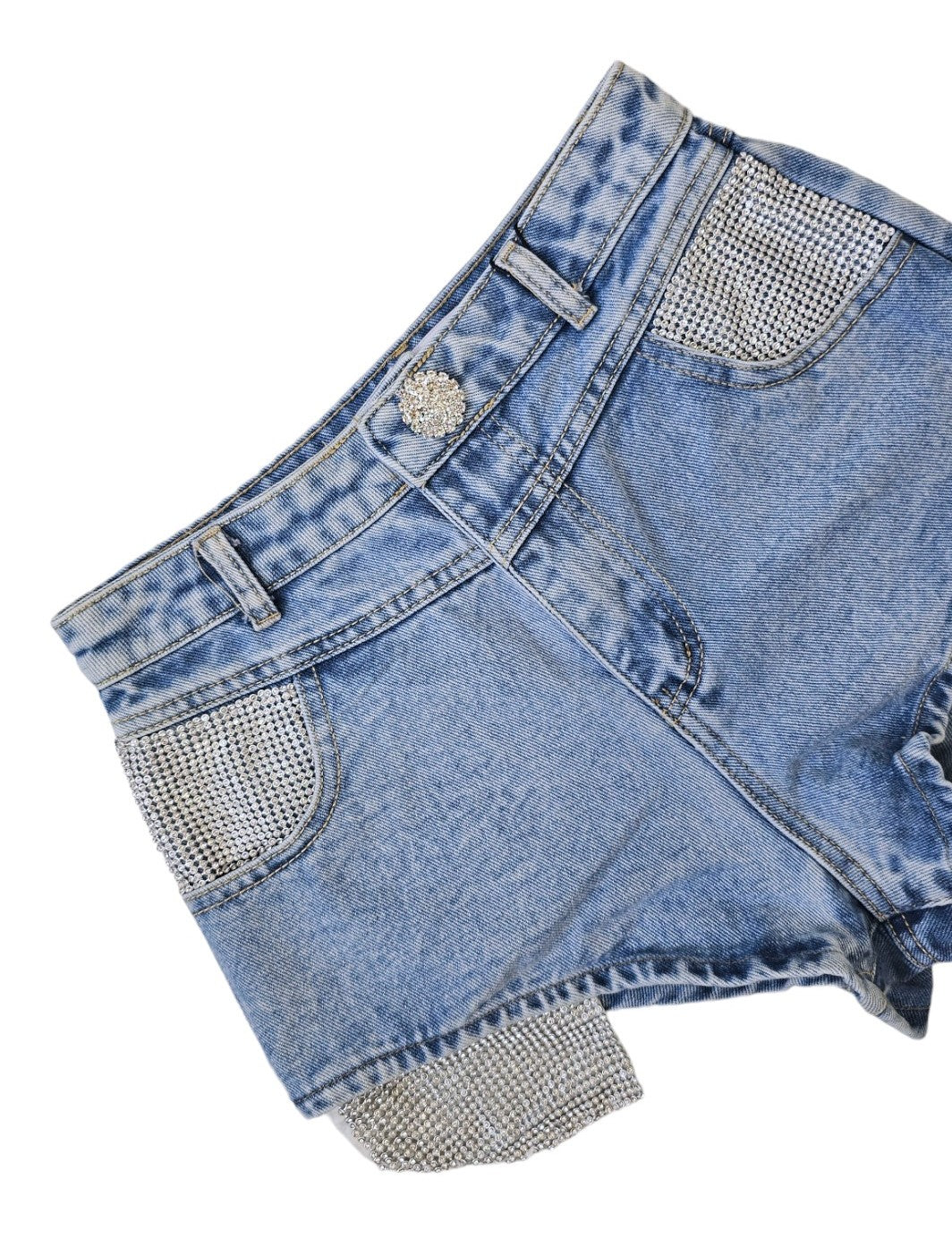 Jeans shorts, pantaloncino con tasche strass