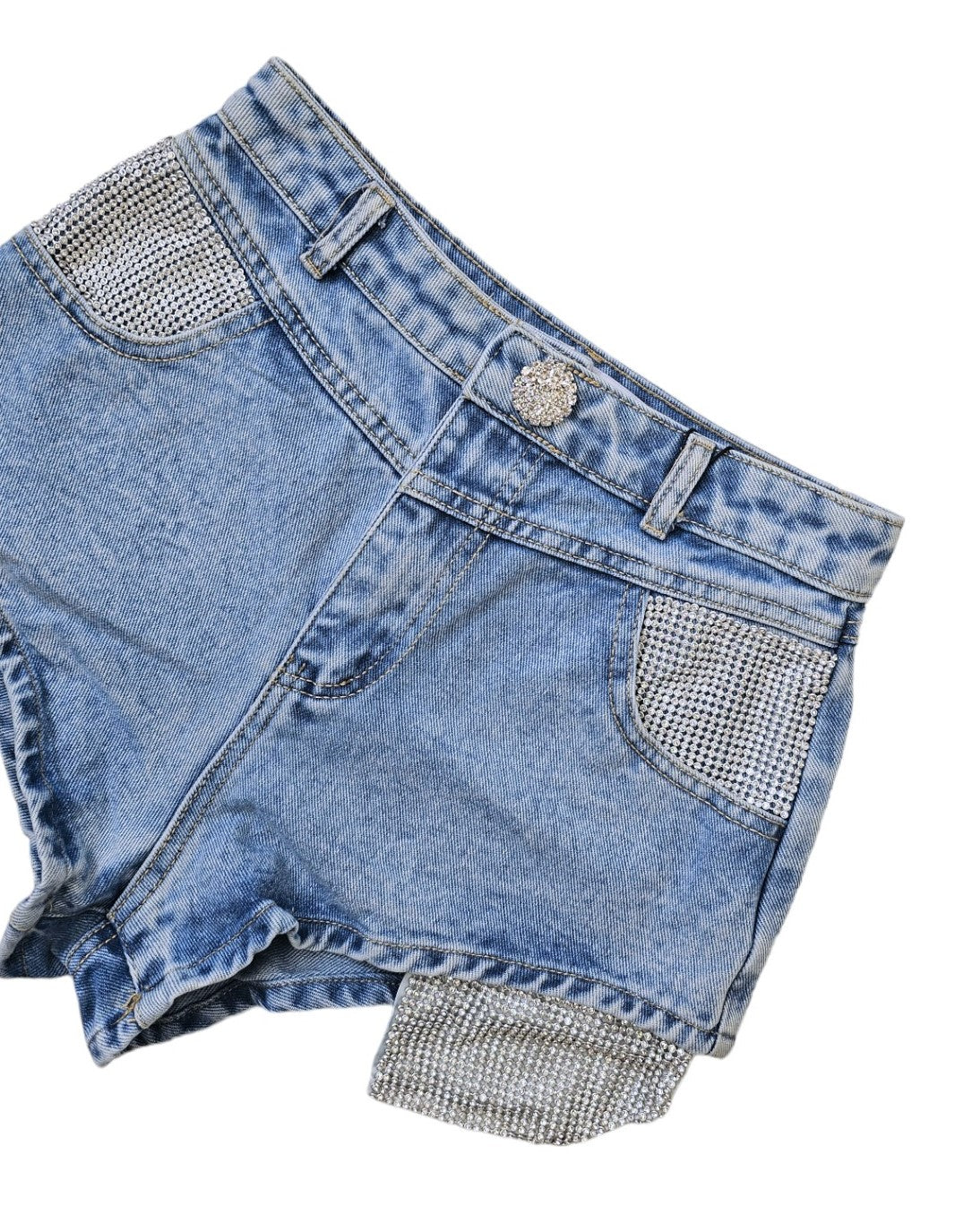 Jeans shorts, pantaloncino con tasche strass