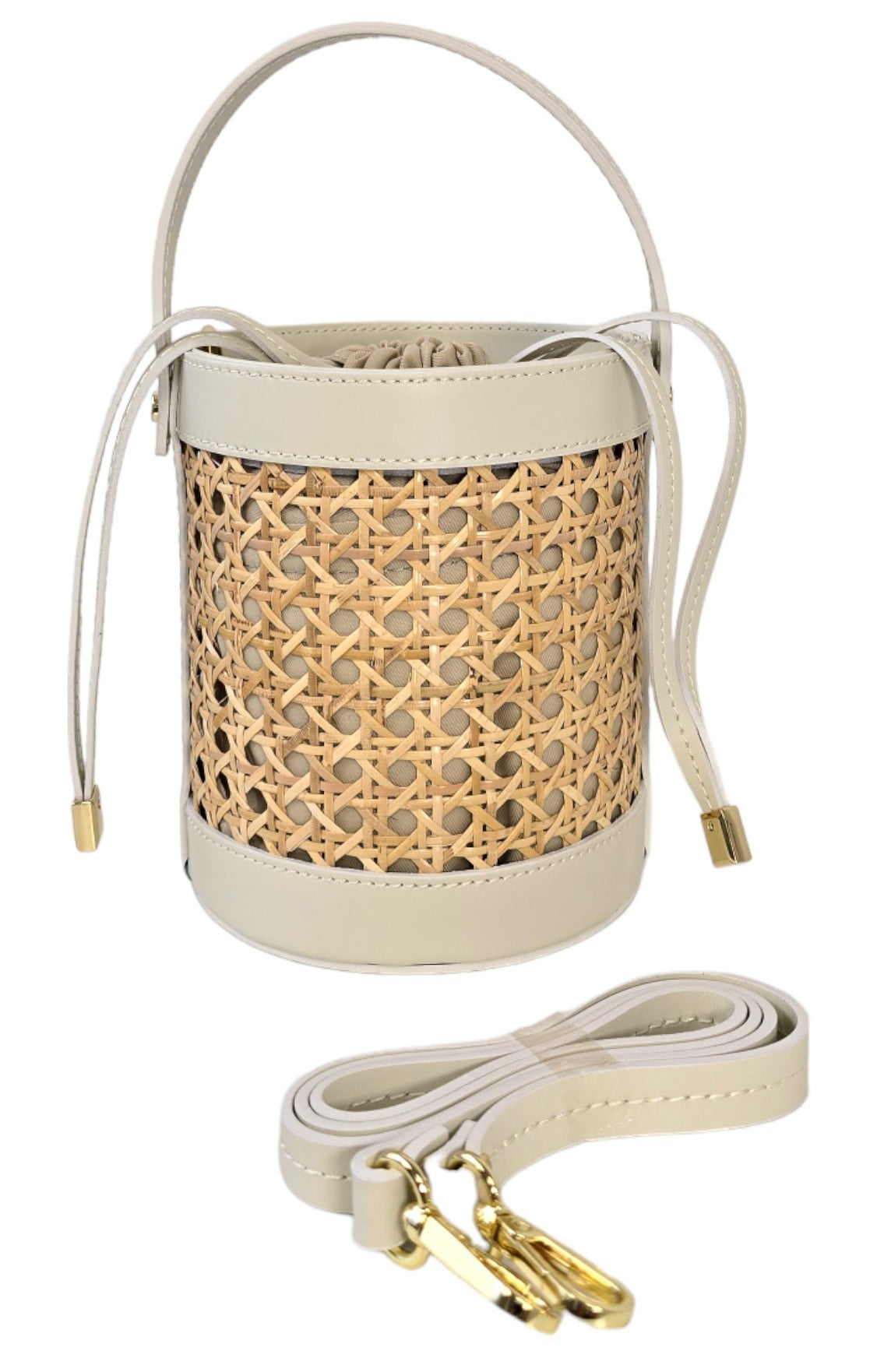 Borsa in pelle e rafia