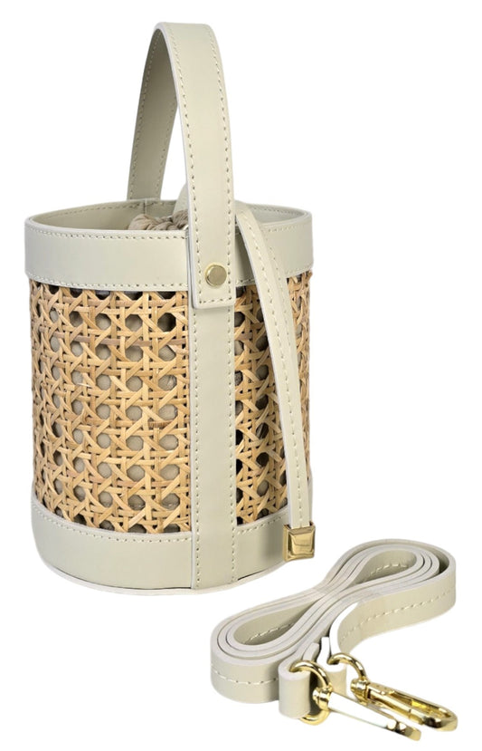 Borsa in pelle e rafia