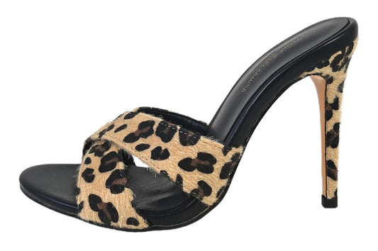 Sandalo nero effetto leopardato