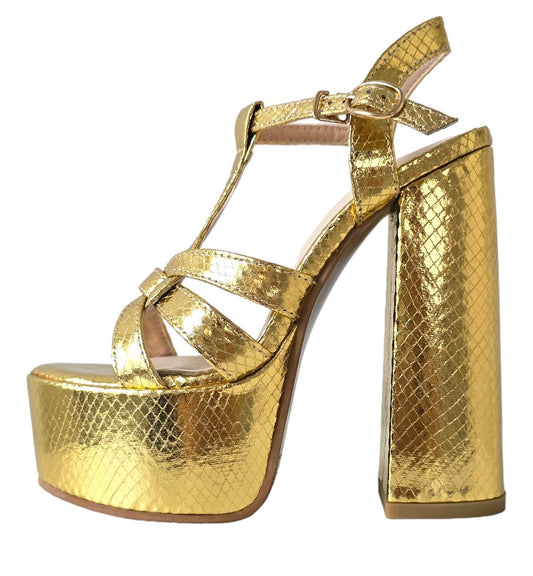 Sandalo con plateau oro