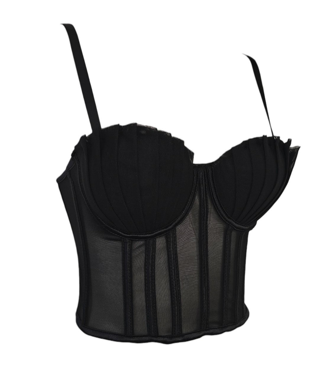 Corsetto nero con coppe a conchiglia